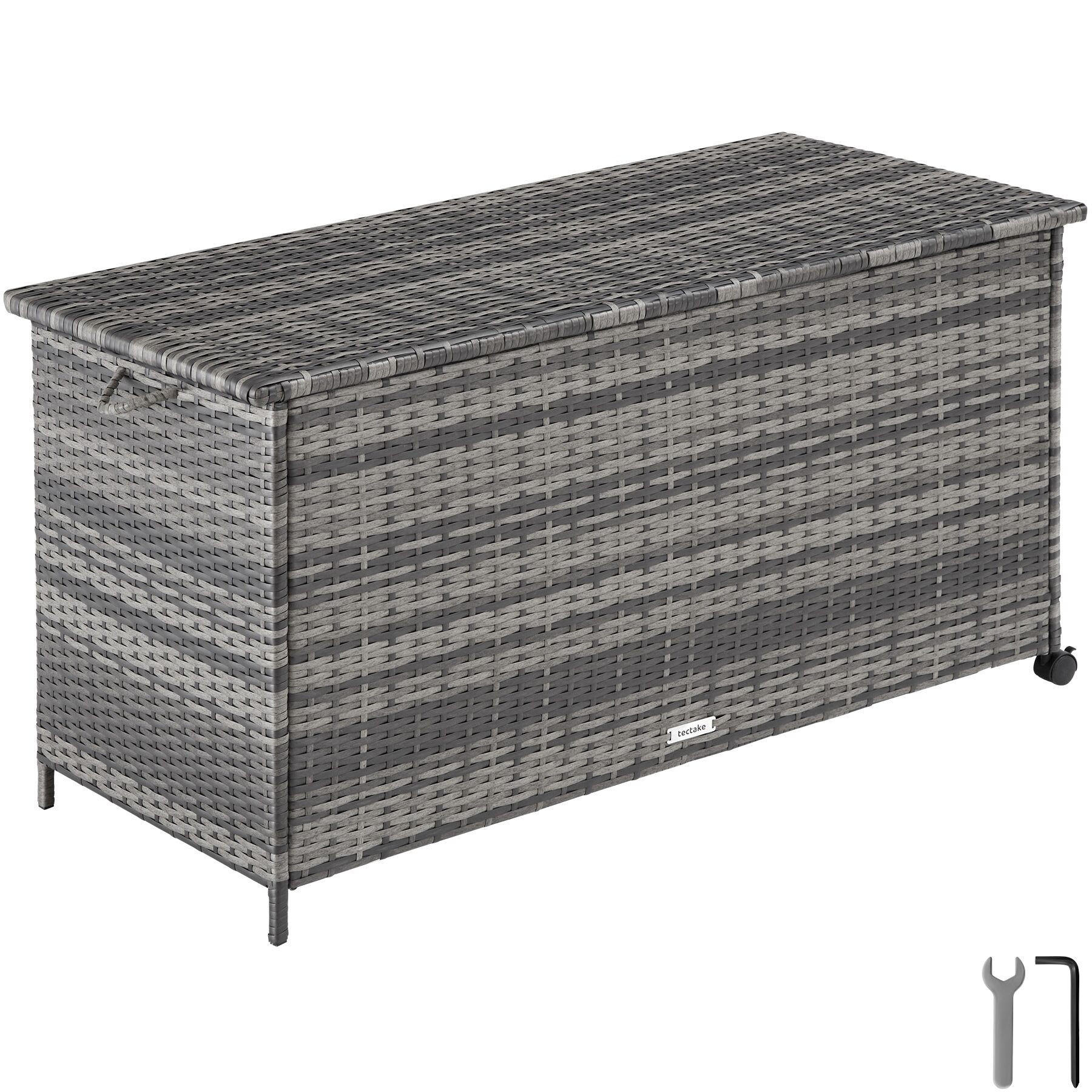 AUFLAGENBOX Kuusamo, 116 x 54 x 64 cm, grau - Grau, Kunststoff (54/64/116cm) - tectake