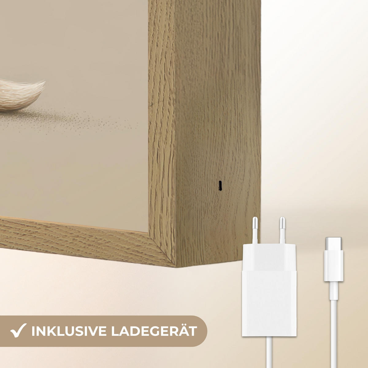 NÁSTĚNNÁ LAMPA S AKUMULÁTOREM Liška - Žluté květy - Minimalistický 30x40 cm - šedohnědá, kompozitní dřevo (30/40/8cm) - OnlyWow