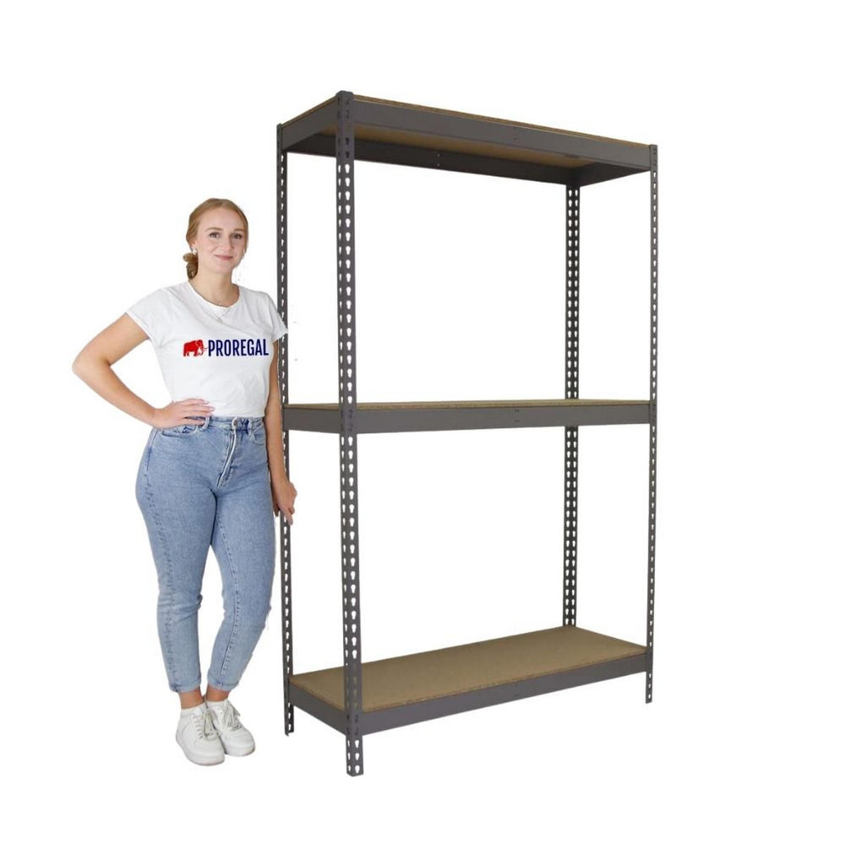 SCHWERLASTREGAL BIG WOOD YETI THREE | HxBxT 200x150x45cm | Fachlast 400kg | Grau - Grau, Metall (150/200/45cm) - PROREGAL