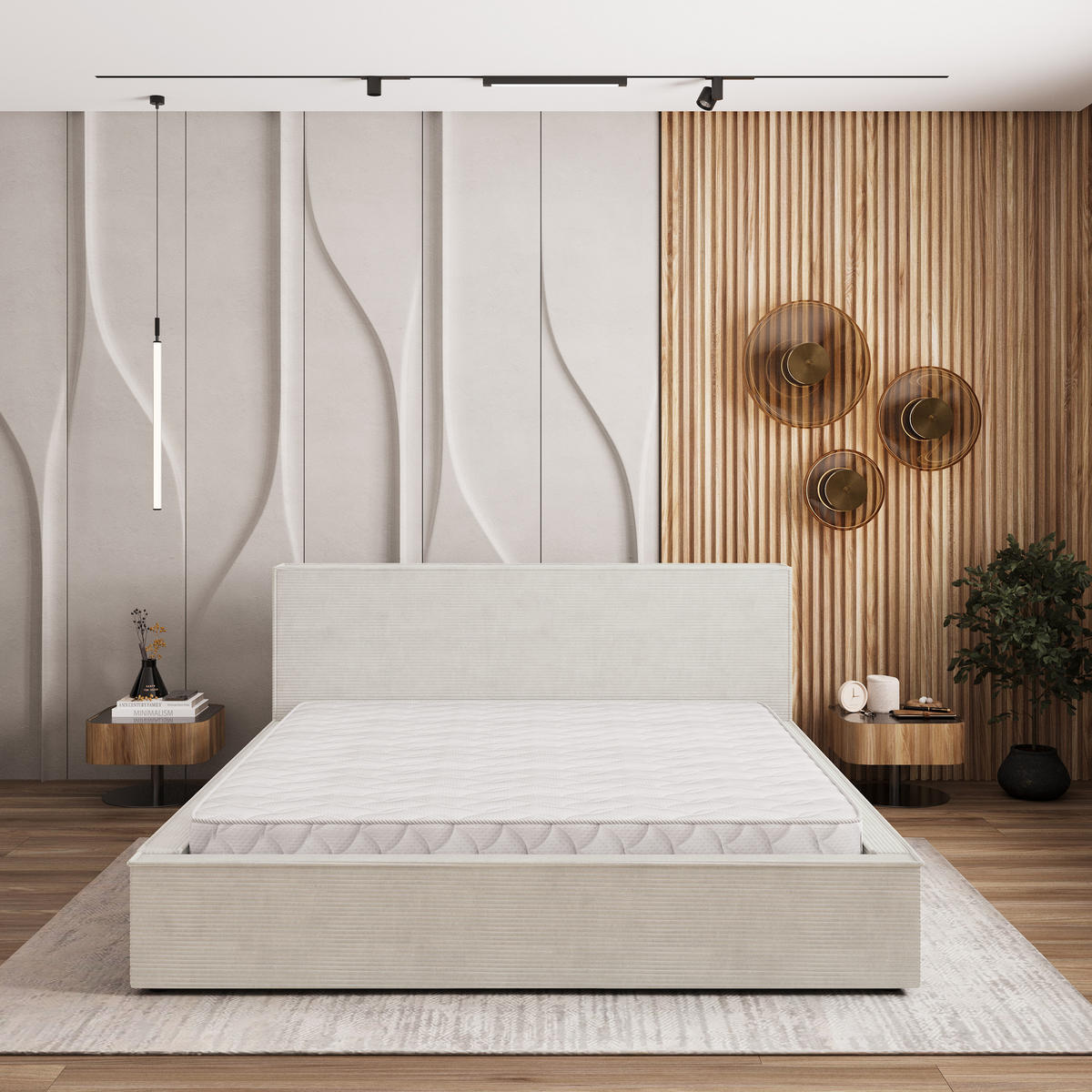 ČALOUNĚNÁ Postel CELORA 200x200 cm Krémová - krémová, kompozitní dřevo/textil (200/200cm) - MASSENO