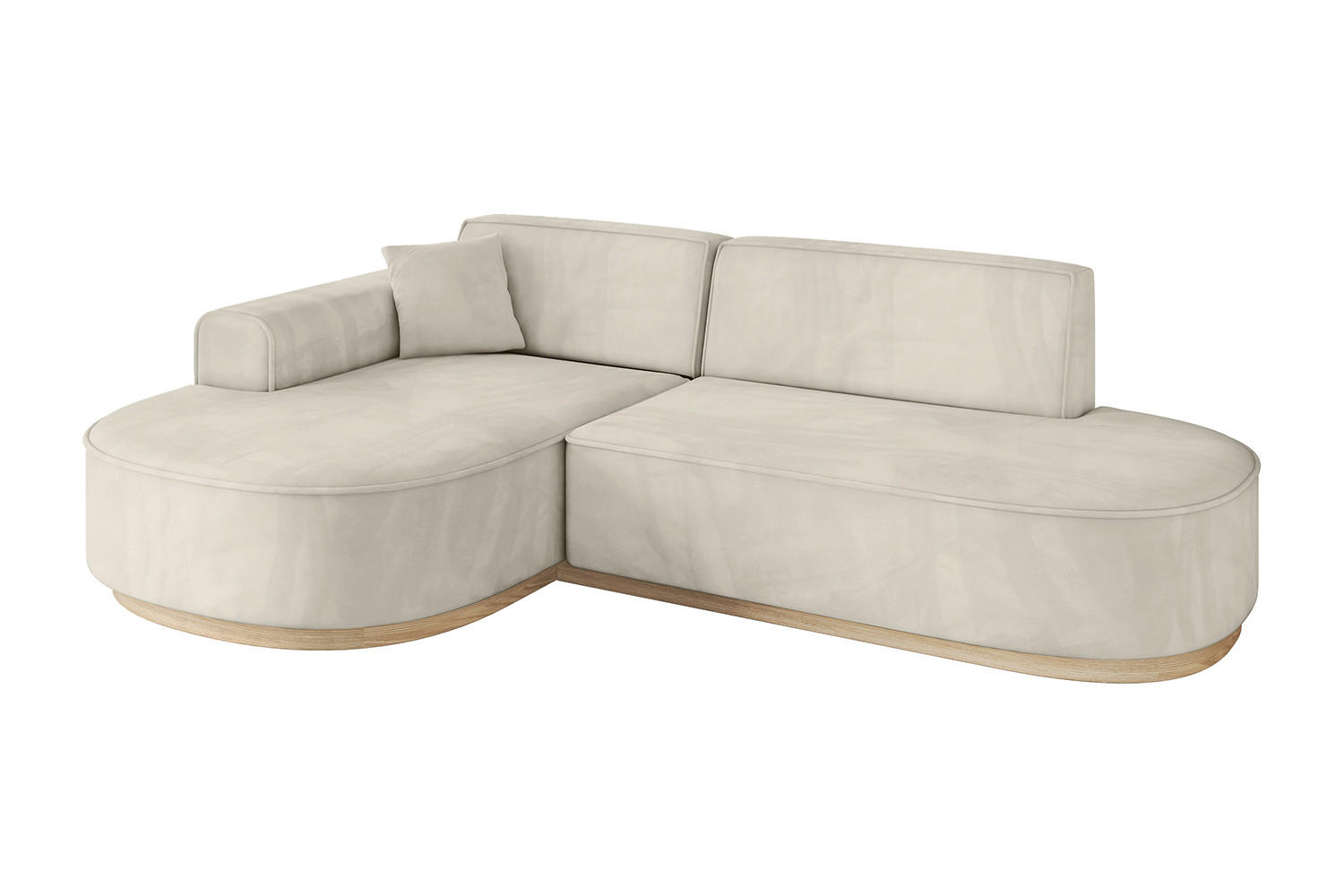 ECKSOFA Ottomane Links MARI-L1-v1 - 243x171x83 cm Ecru Velours - Ecru, Holzwerkstoff/Textil (243/171cm) - ALTDECOR