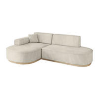ECKSOFA Ottomane Links MARI-L1-v1 - 243x171x83 cm Ecru Velours - Ecru, Holzwerkstoff/Textil (243/171cm) - ALTDECOR