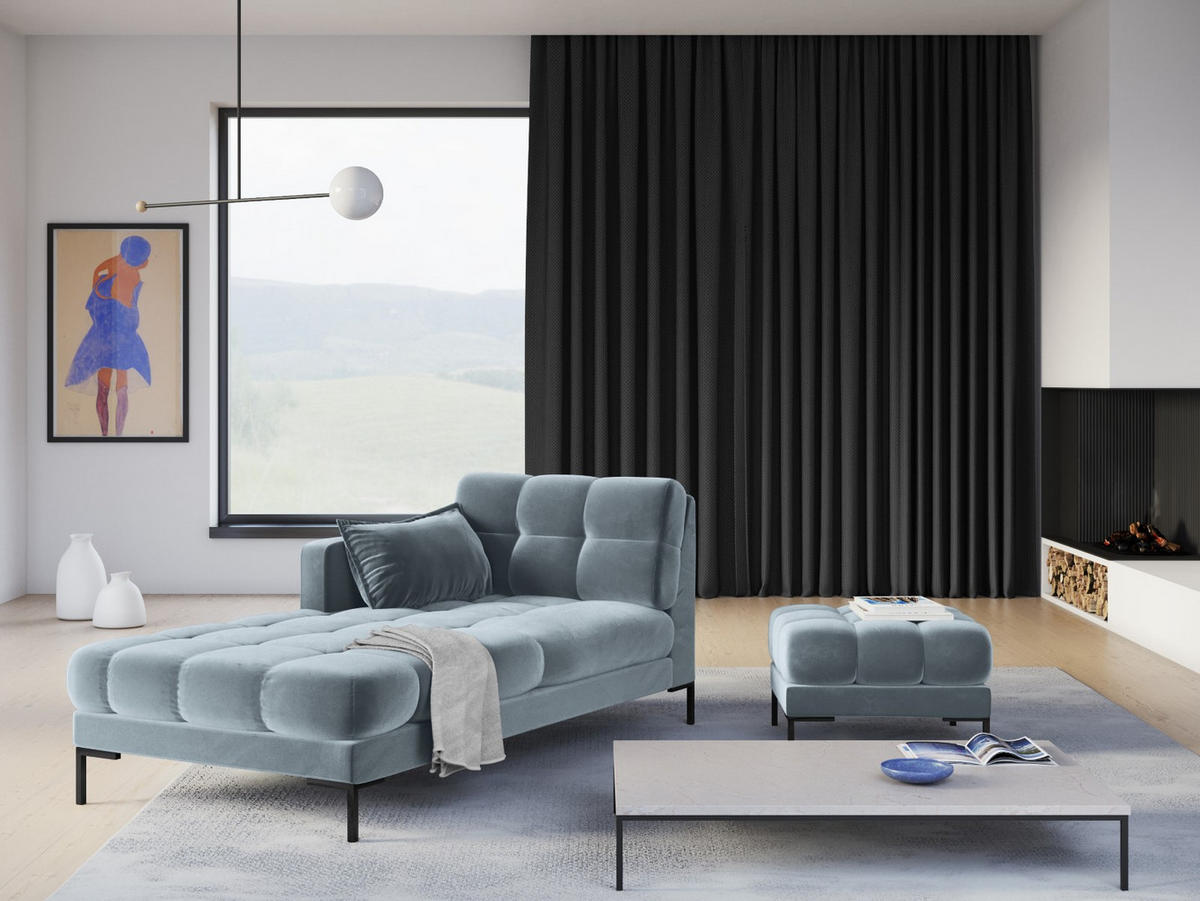 POUF Mamaia aus Samt hellblau - Hellblau, Textil (60/41/60cm) - Micadoni