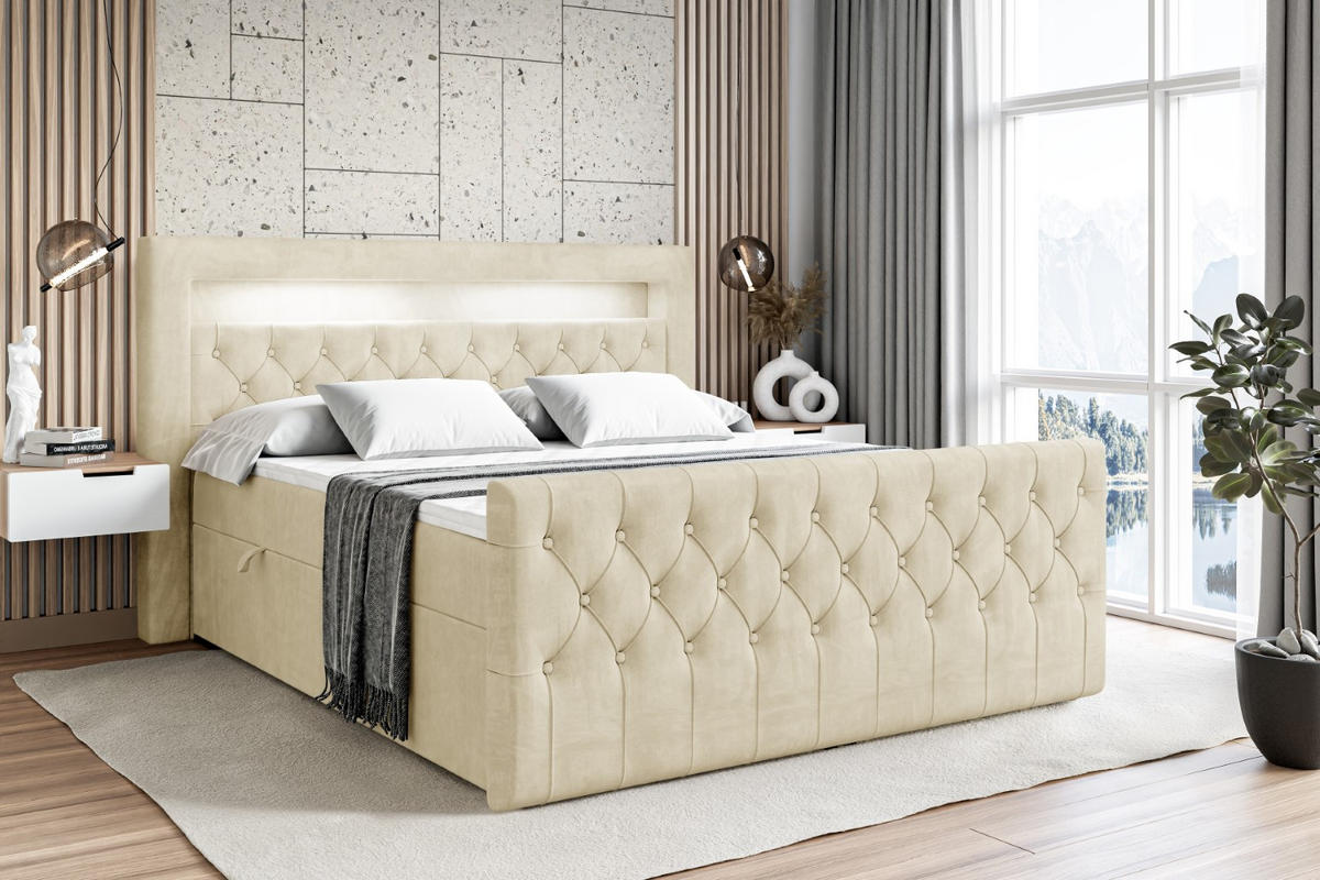 BOXBETT AURORA - 180x200 - H3 - Beige - Beige, Holzwerkstoff (180/200cm) - ALTDECOR
