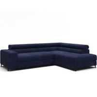 ECKSOFA COLESIO L-Form, Schlaffunktion, Bettkasten, verstellbare Kopfstützen, Wellenfederung, Metallfüße, breiter Cordstoff - Schwarz/Dunkelblau, Kunststoff/Metall (204/269cm) - Wohnideebilder