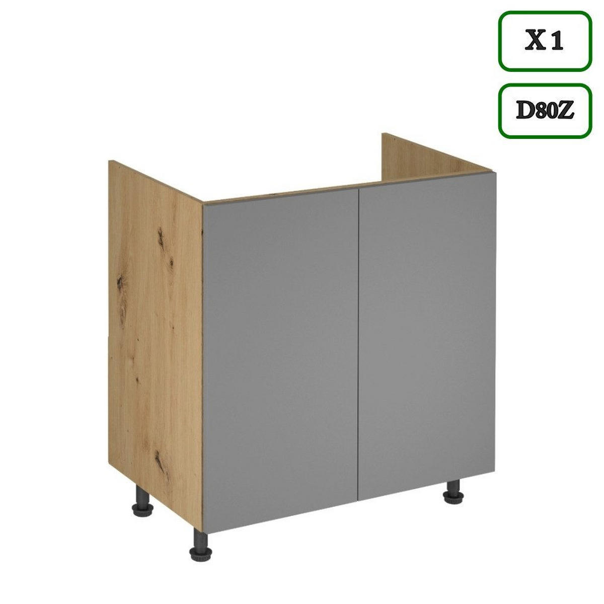 KÜCHENZEILE 260 cm – LangenK97-M260 - in Beige/Matt - Beige/Schwarz, Holzwerkstoff/Metall (260/212/52cm)