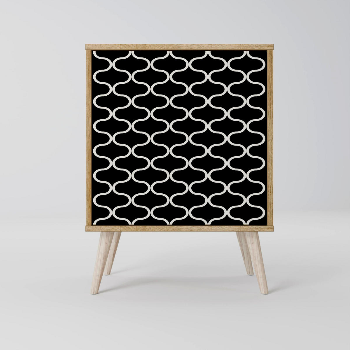 SIDEBOARD TESSELATED BLACKNESS, Grau, 57,5x42x75,5 cm, Goldfarbene Metallfüße - Goldfarben/Multicolor, Holzwerkstoff/Metall (57.5/75.5/42cm) - SpaceRebels