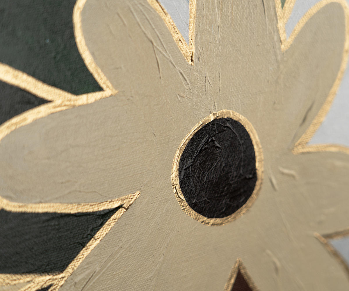 GEMÄLDE Goldene Komposition Schattenfugenrahmen Schwarz 140x100 cm - Schwarz, Holz (140/100cm) - YS-art gallery