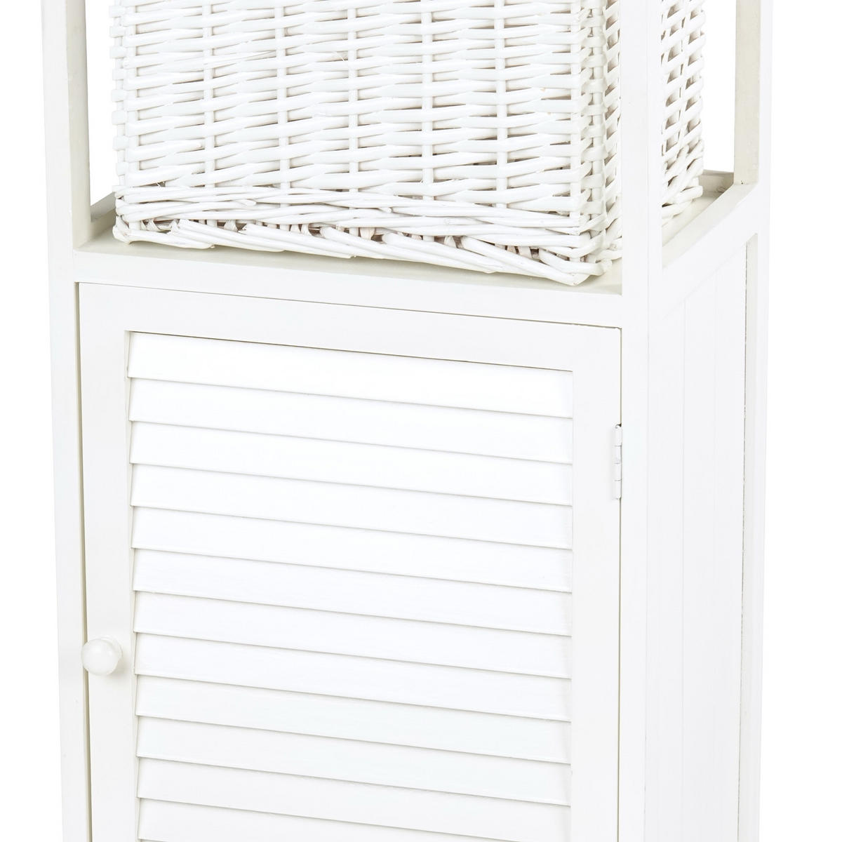 BADSCHRANK Korg Mahagoni Massivholz, 1 Korb naturfarben, weiß - Weiß, Holz (40/83/30cm) - CREEDWOOD