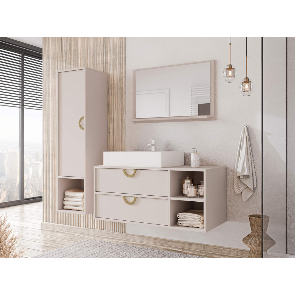 Thumbnail - Mirjan24 Badmöbel-Set, Kaschmir, Holzwerkstoff, 4 Fächer, 2 Schubladen, 35x133x34 cm, Badezimmer, Badmöbelsets & Badmöbe...