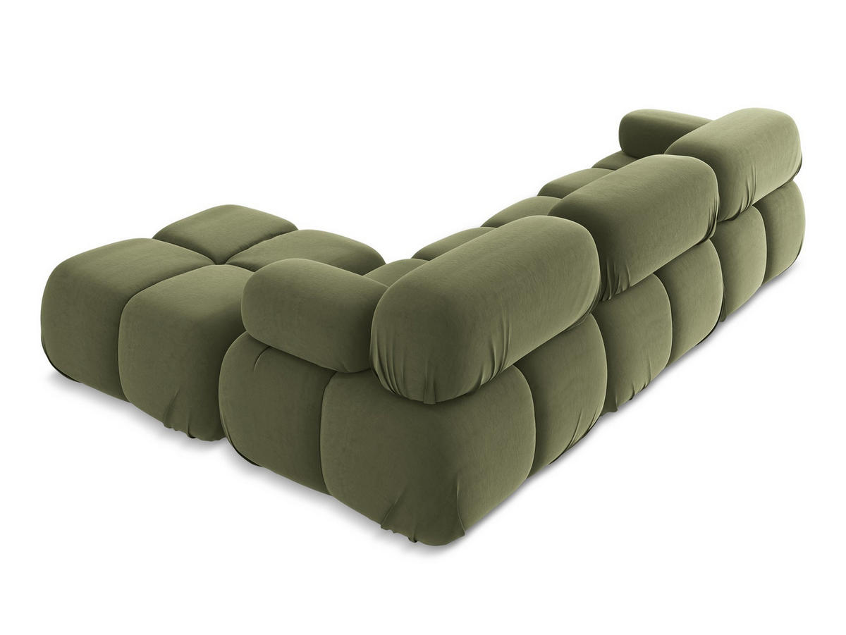 ECKSOFA Beidseitig Samt Stoff Grün - Schwarz/Olivgrün, Kunststoff/Textil (285/191cm) - Makamii