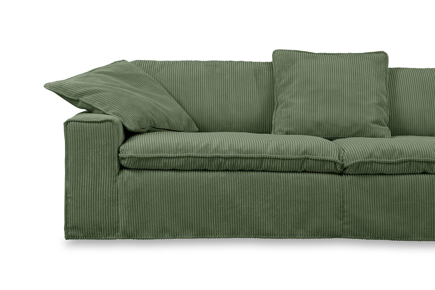 SOFA XL NETTA Grün Cord - Braun/Grün, Birkenholz/Textil (258/90/116cm) - KAWOLA