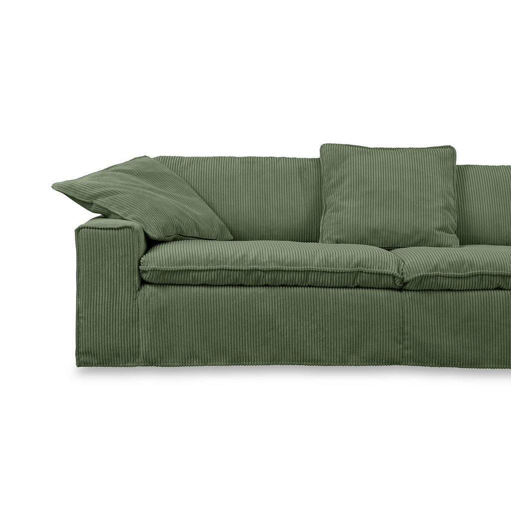 Thumbnail - Kawola Sofa, Grün, Textil, Nachbildung,Birke, 3-Sitzer, Füllung: Kaltschaum, 258x90x116 cm, Wohnzimmer, Sofas & Couches,...