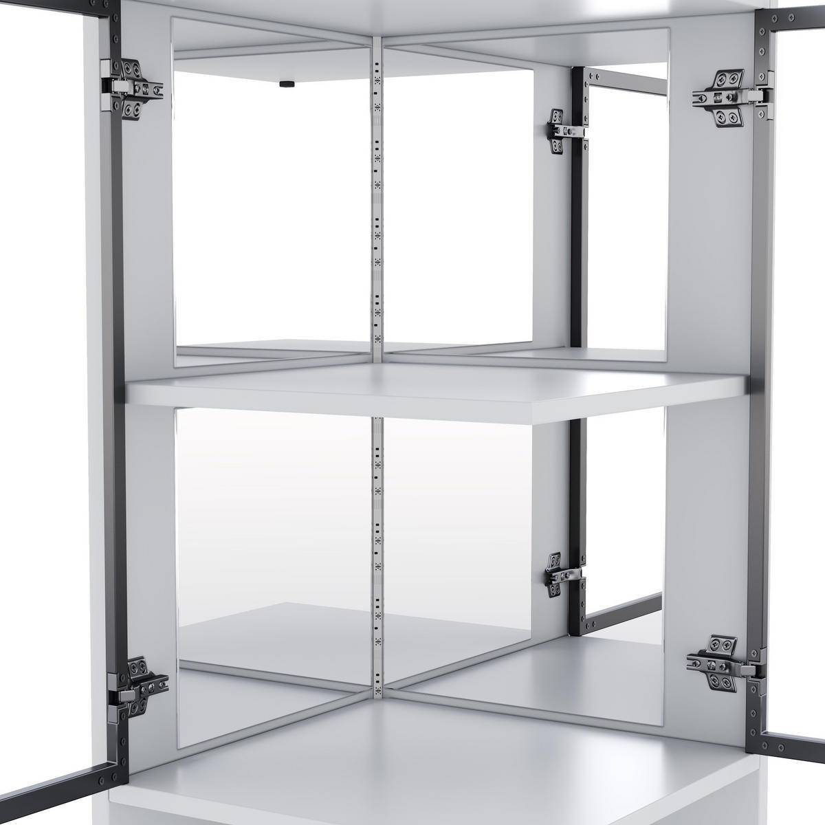 VITRINE 42/44/205 cm aus Spanplatte und Glas mit mehrfarbiger LED-Beleuchtung Weiß - Weiß, Holzwerkstoff (42/205/44cm) - Modenvie