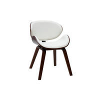 DESIGNSTUHL mit dunklem Walnussholz WALNUT - Weiß, Holz (55/75.5/53cm) - Miliboo