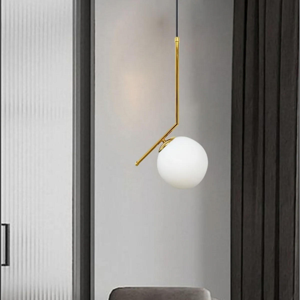 PENDELLEUCHTE Wohnzimmer Waterfor - Goldfarben, Glas/Metall (50/30/50cm) - Bamyum