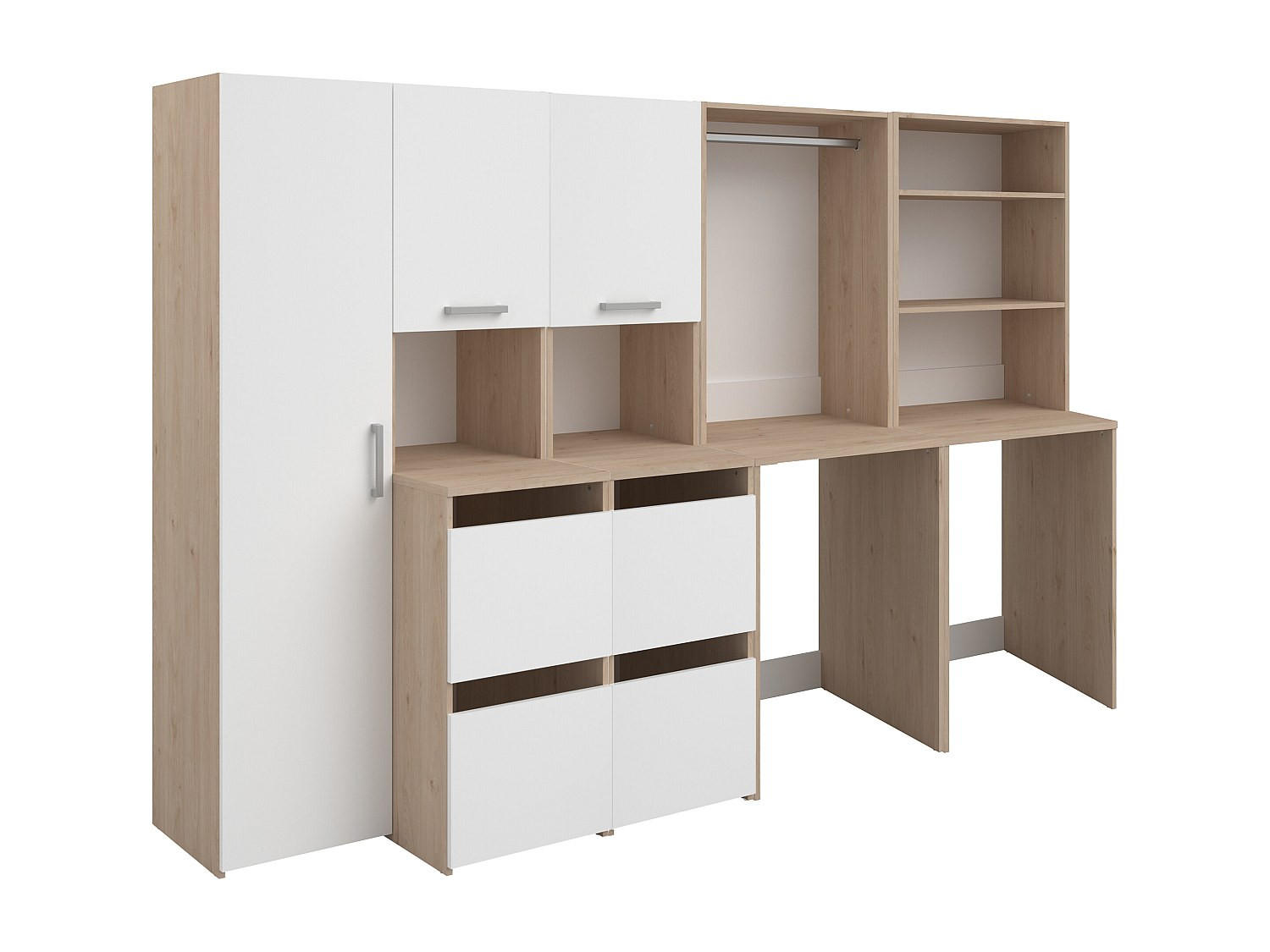 WASCHMASCHINENMÖBEL - 269 cmcm x 66.8 cmcm - Holz, Platte - Naturfarben Hell, Weiß - ERKANO - Naturfarben/Weiß, Holz (269/184.4/66.8cm) - Vente-Unique