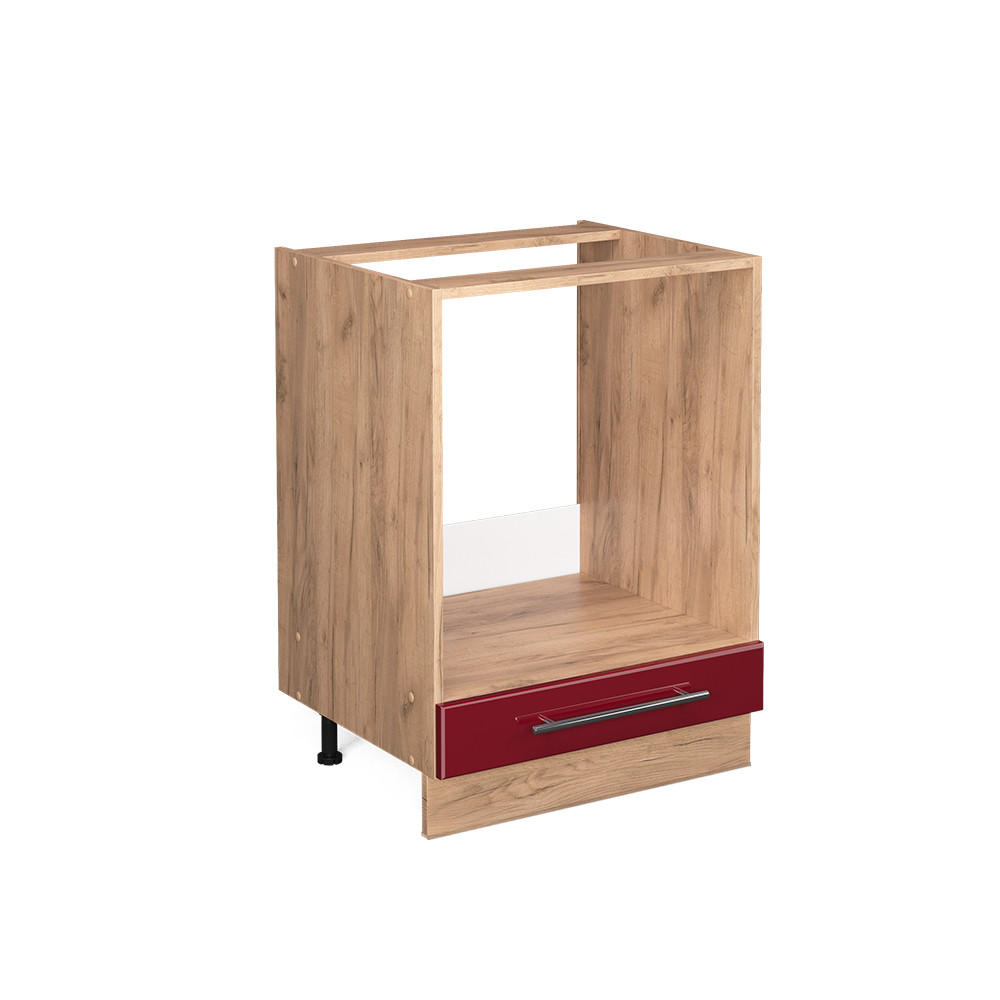 HERDUMBAUSCHRANK Fame-Line Bordeaux Hochglanz 60 cm ohne AP - Honigeiche/Bordeaux, Holzwerkstoff (60/82/51.6cm) - Vicco