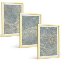 BILDER SET 3er Set - 40x60 cm Goldrahmen - Dekorativer Stein aus grünem Marmor - Goldfarben, Kunststoff (40/60cm) - TULUP