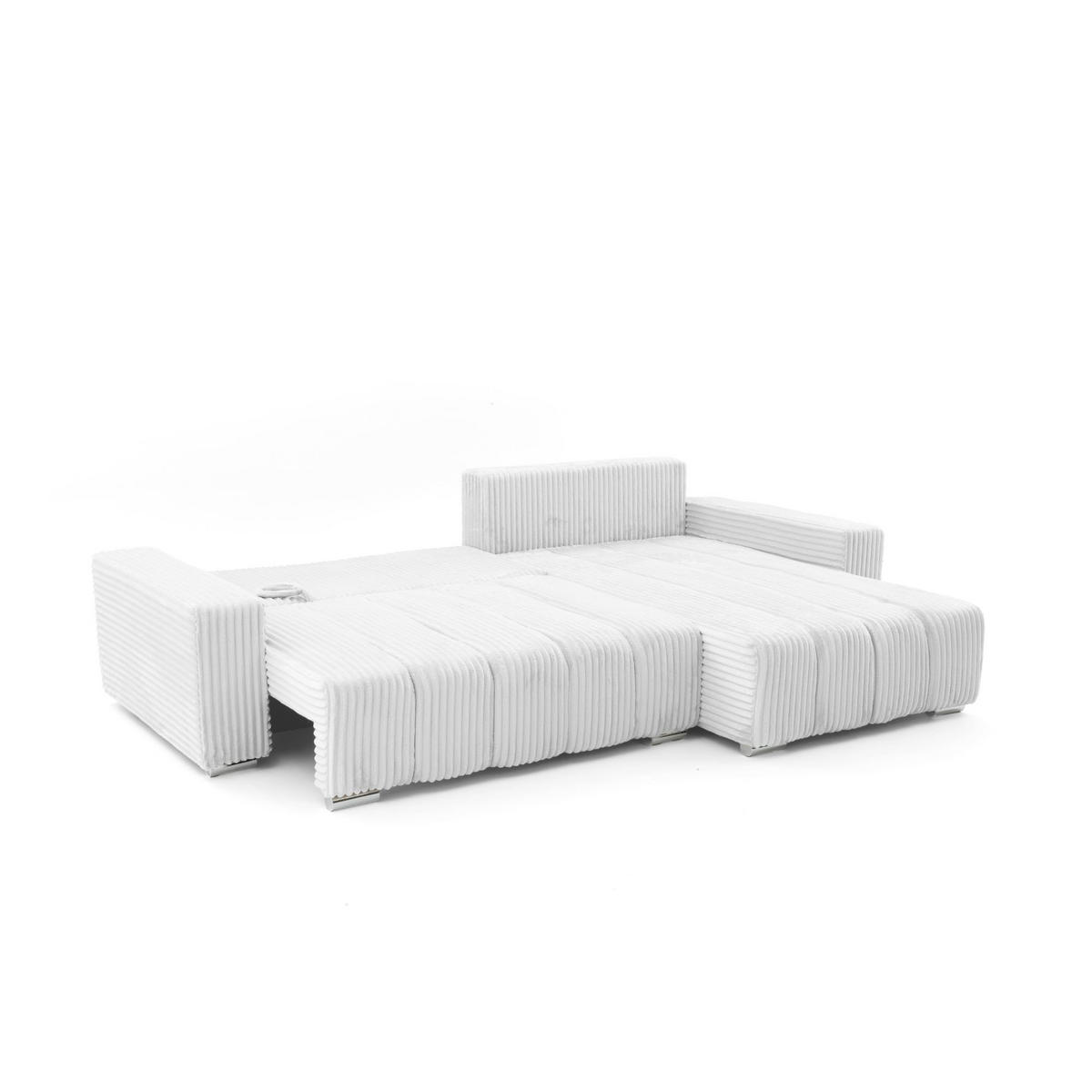 ECKSOFA PIANO L Rechts mit Schlaffunktion 137x234 Cord Hellgrau - Silberfarben/Hellgrau, Holz/Textil (178/278cm) - Muffo