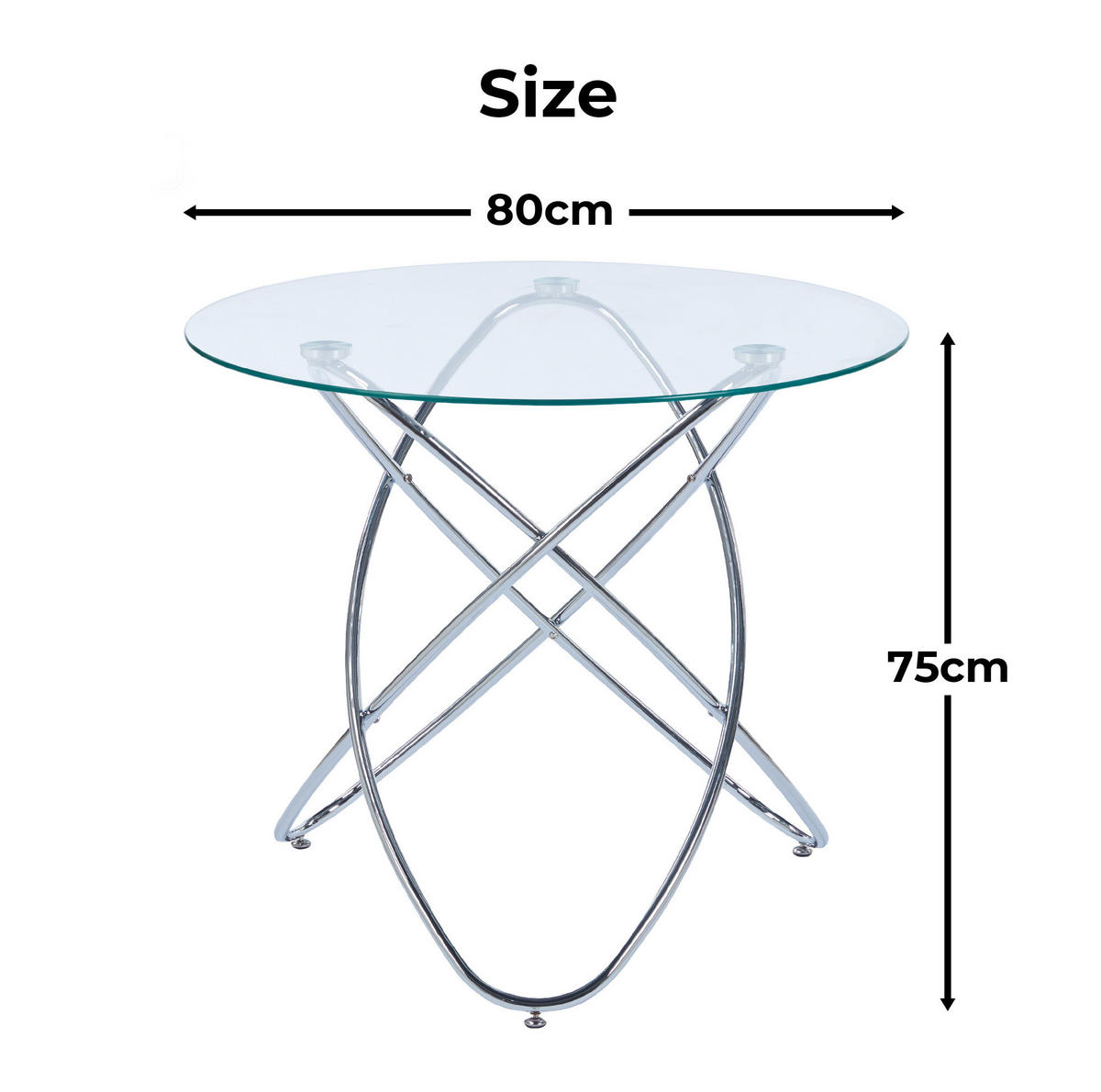 ESSTISCH Glas und Metall Chrome - Chromfarben, Metall (80/80/75cm) - Meubliv