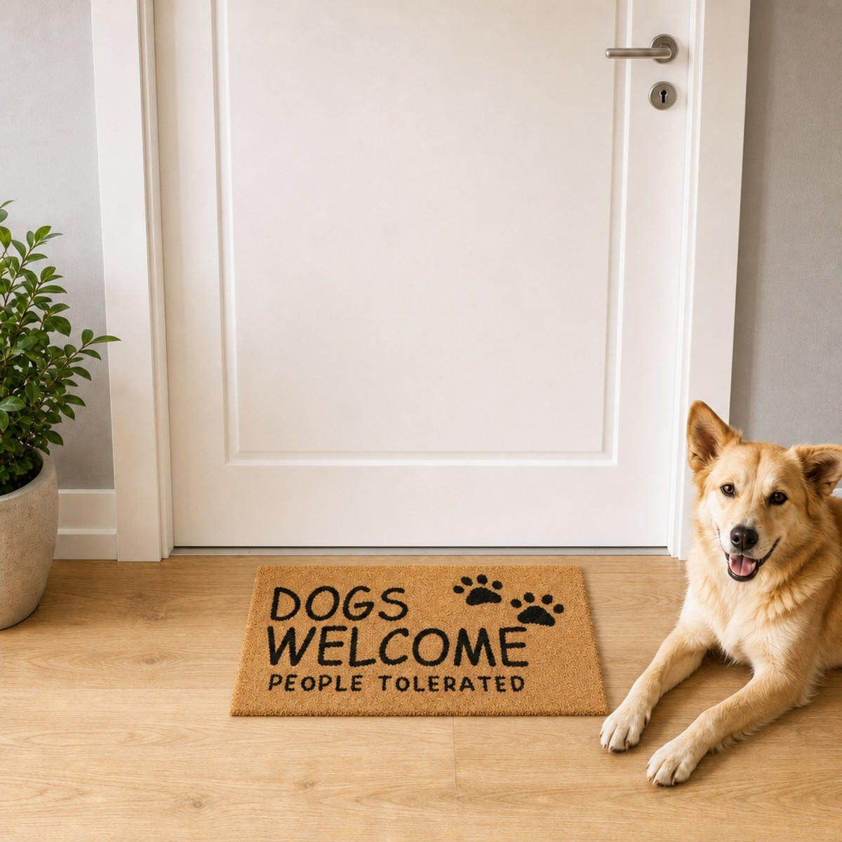 ROHOŽKA Přírodní Černá kokos Dogs Welcome 60x40 cm - béžová, textil/plast (60/40cm) - Relaxdays