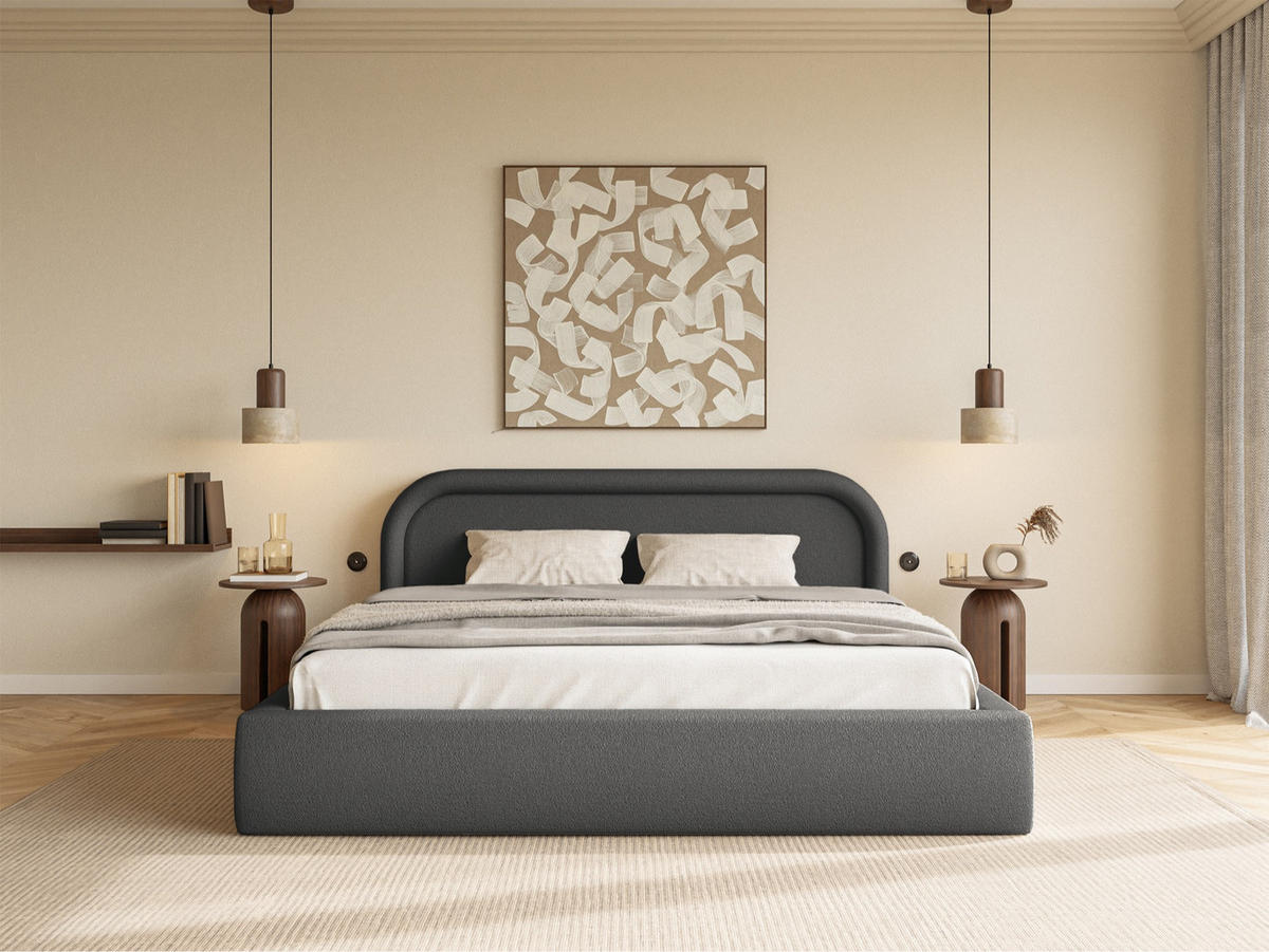 POLSTERBETT Ruvi Graphitgrau 140x200 cm - Dunkelgrau/Schwarz, Kunststoff/Textil (140/200cm) - Selsey