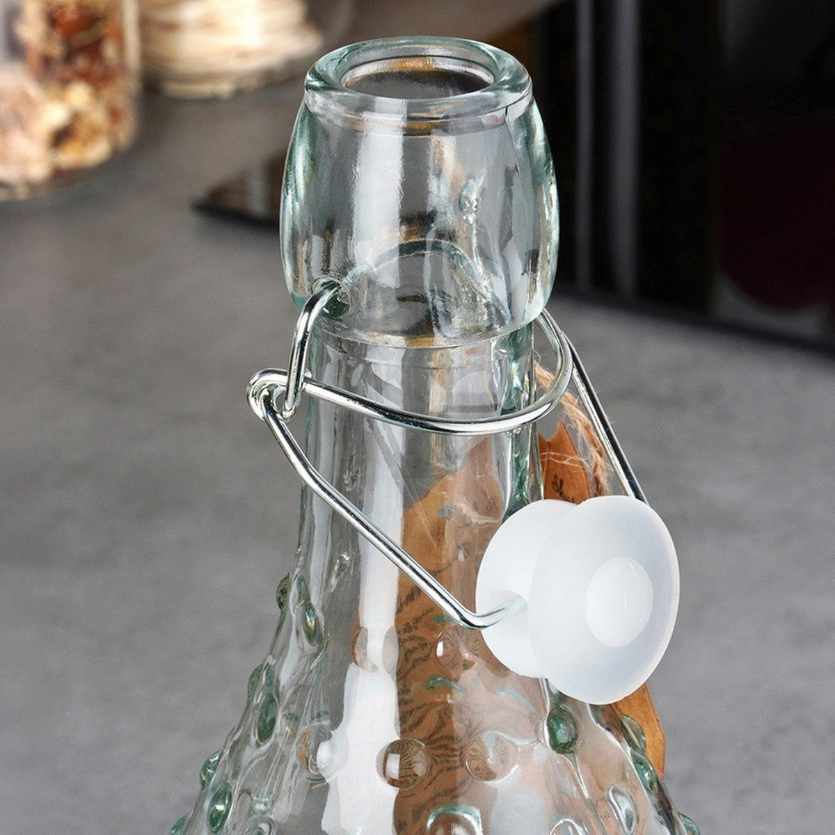 GLASFLASCHE Bügelverschluss geriffelt 1 l Transparent - Transparent, Glas (8/31.5/8cm) - Orion 