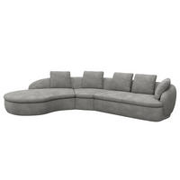 ECKSOFA mit Rundecke - Schwarz/Grau, Kunststoff/Textil (340/225cm) - home24
