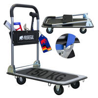 PLATTFORMWAGEN Transportwagen Rhino 150kg klappbar mit Gummiräder und Werkzeugtasche - Schwarz, Metall (73/47/83cm) - PROREGAL