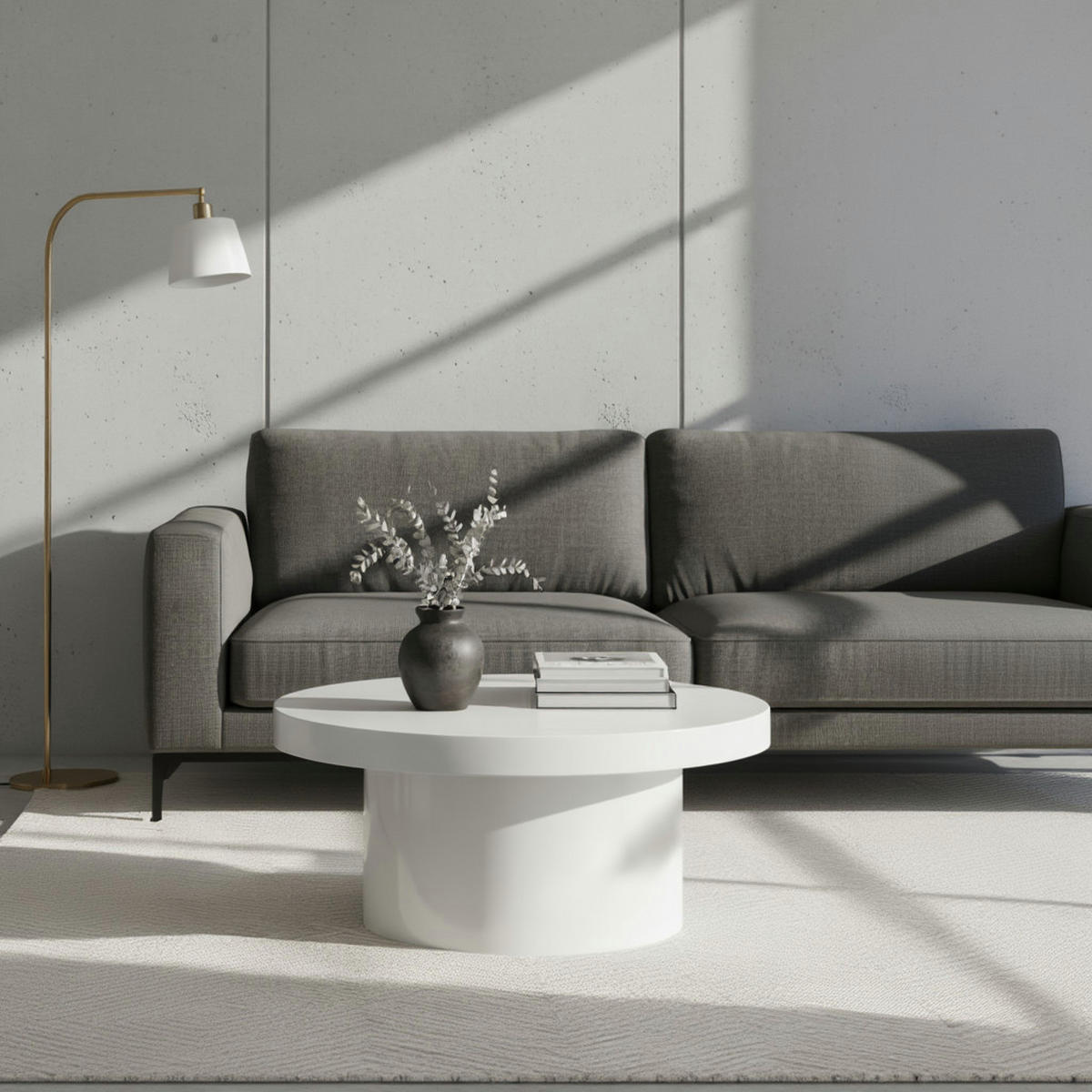 COUCHTISCH Rund Klein in Weiß Hochglanz Modern, Pilz-Form, 60x60x30 cm - Weiß, Holzwerkstoff (60/60/30cm) - KADIMA DESIGN