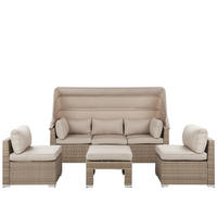 LOUNGE SET 5-Sitzer beige modular Coccolia - Beige, Kunststoff - Beliani