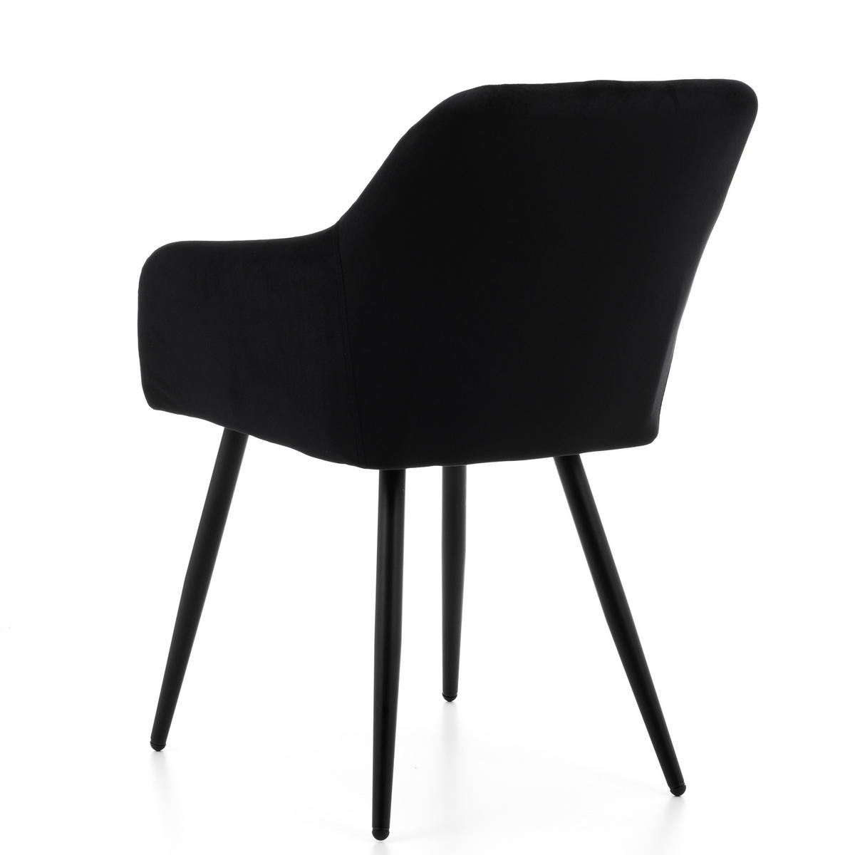 STUHL TODI gepolstert mit Steppung - schwarz - Samt Velours - Schwarz, Textil/Metall (56/85/62cm) - NEW HOME