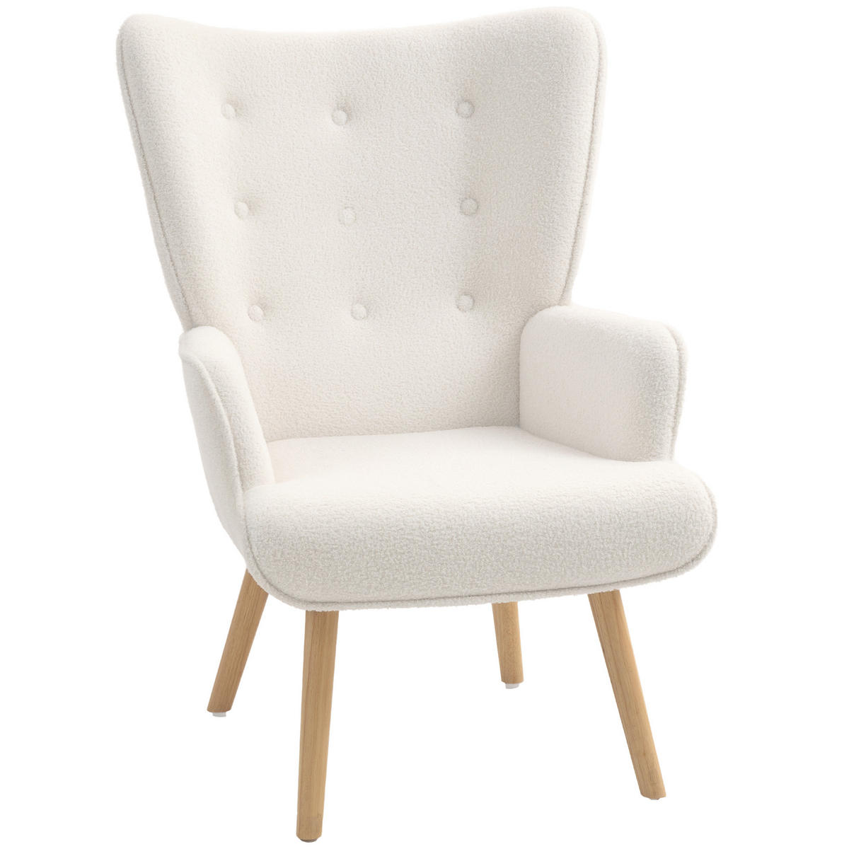SESSEL DE-13279 Bouclé-Stoff & Knopfheftung Beige - Beige, Holz (71/96/74cm) - ComfortXL