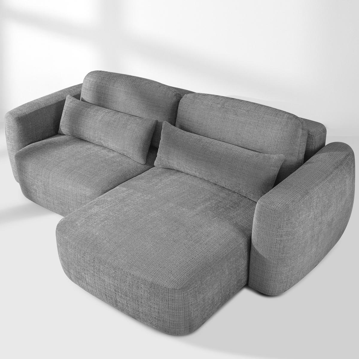 ECKSOFA rechts ELOSA - Dunkelgrau, Holz/Textil (245/165cm) - KONSIMO®
