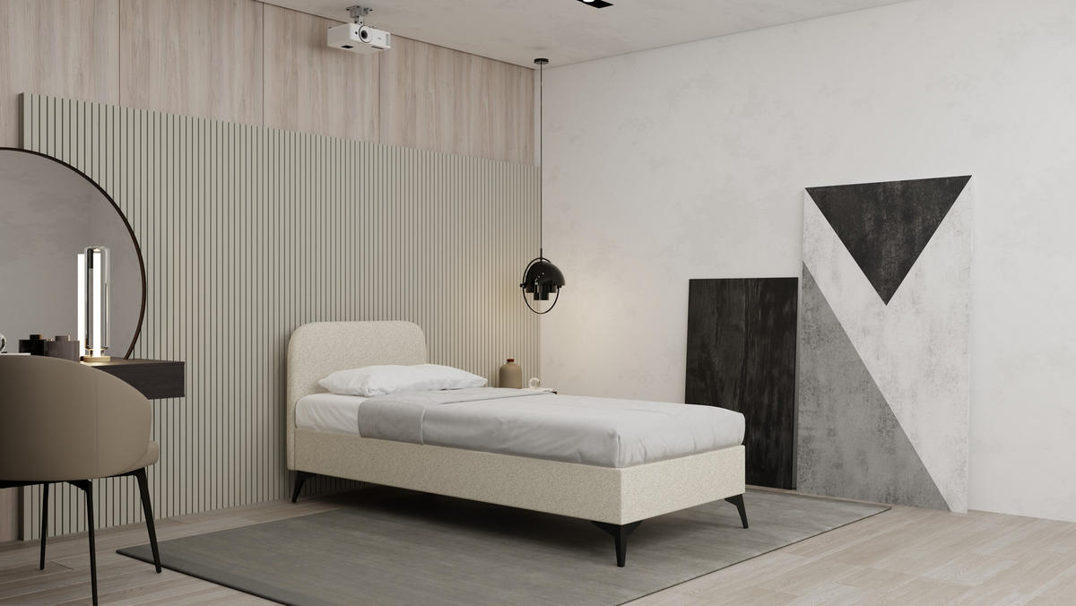 POLSTERBETT Mavilo 90 x 200 cm mit Bettkasten und Lattenrost Federkernmatratze Bonel H3 - beige - Beige, Holz (90/200cm) - Panda Möbel