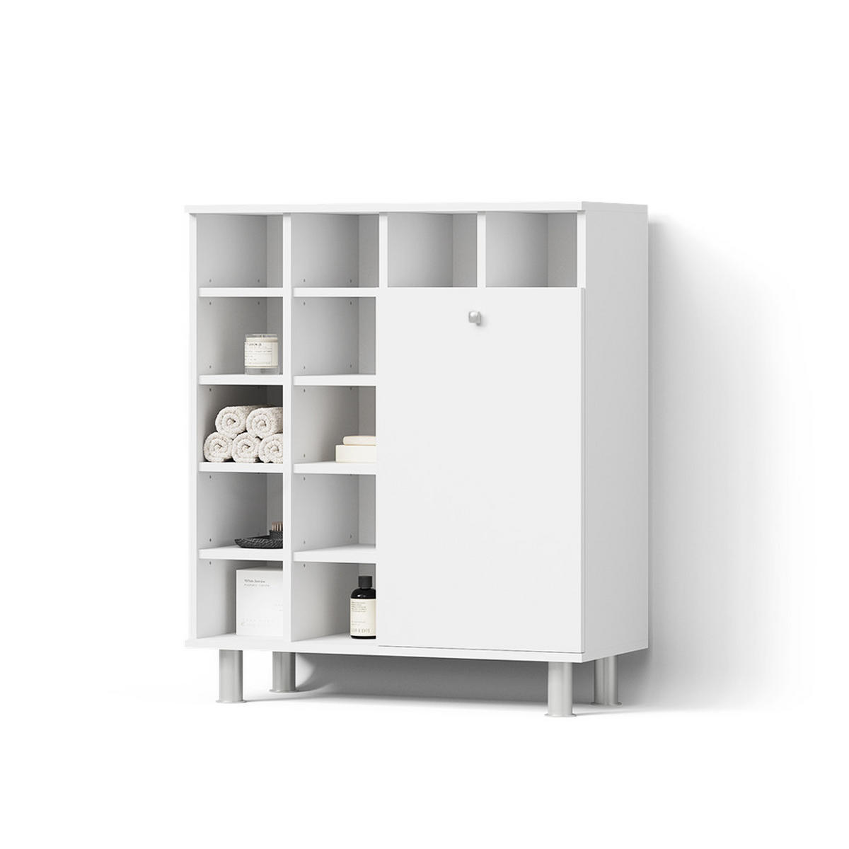 BADSCHRANK Fucino Weiß 78.4 x 91.6 cm - Weiß, Holzwerkstoff (78.4/91.6/34cm) - Livinity®
