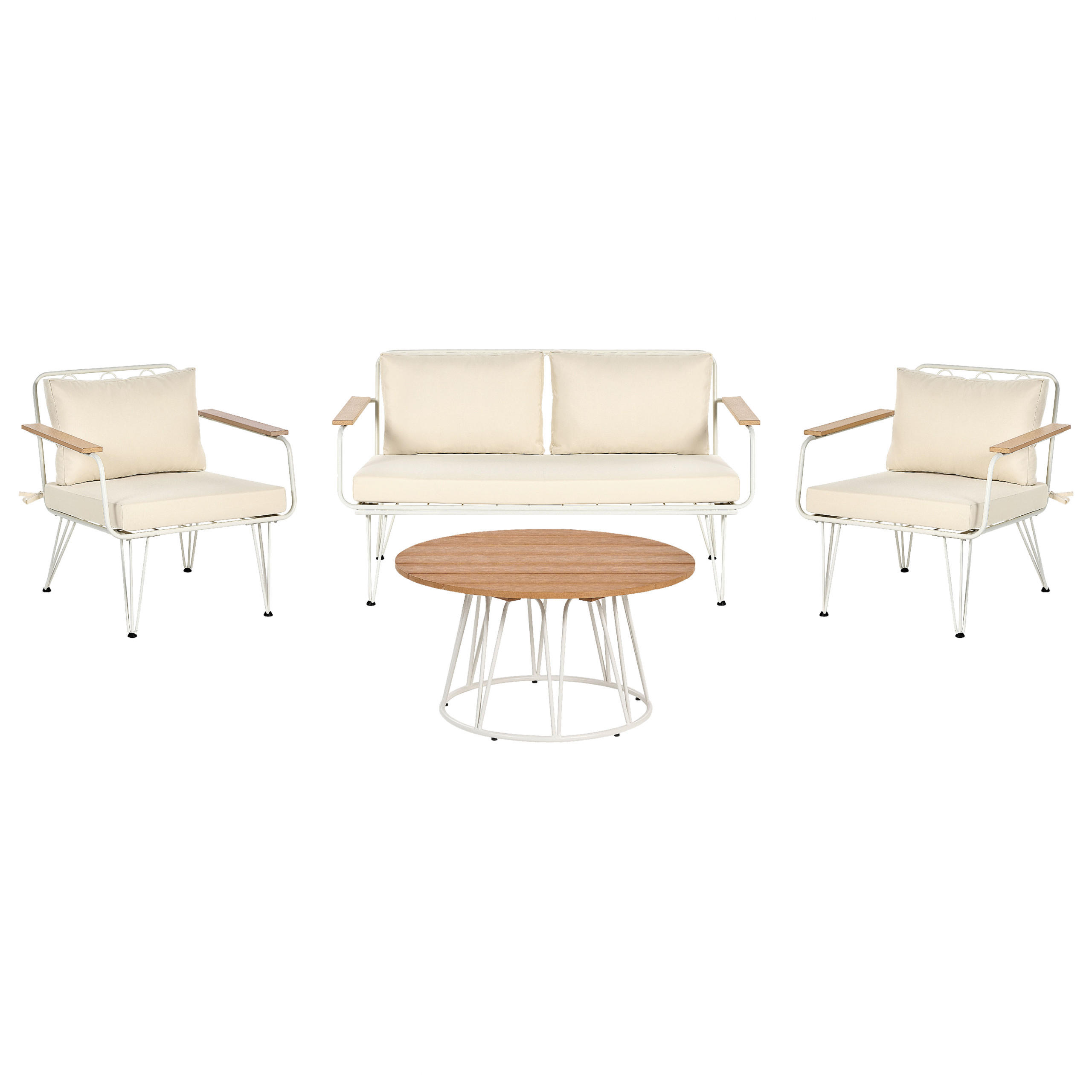 LOUNGE-SET 4-sitzer Stahl Beige Montesilvano - Beige, Metall - Beliani