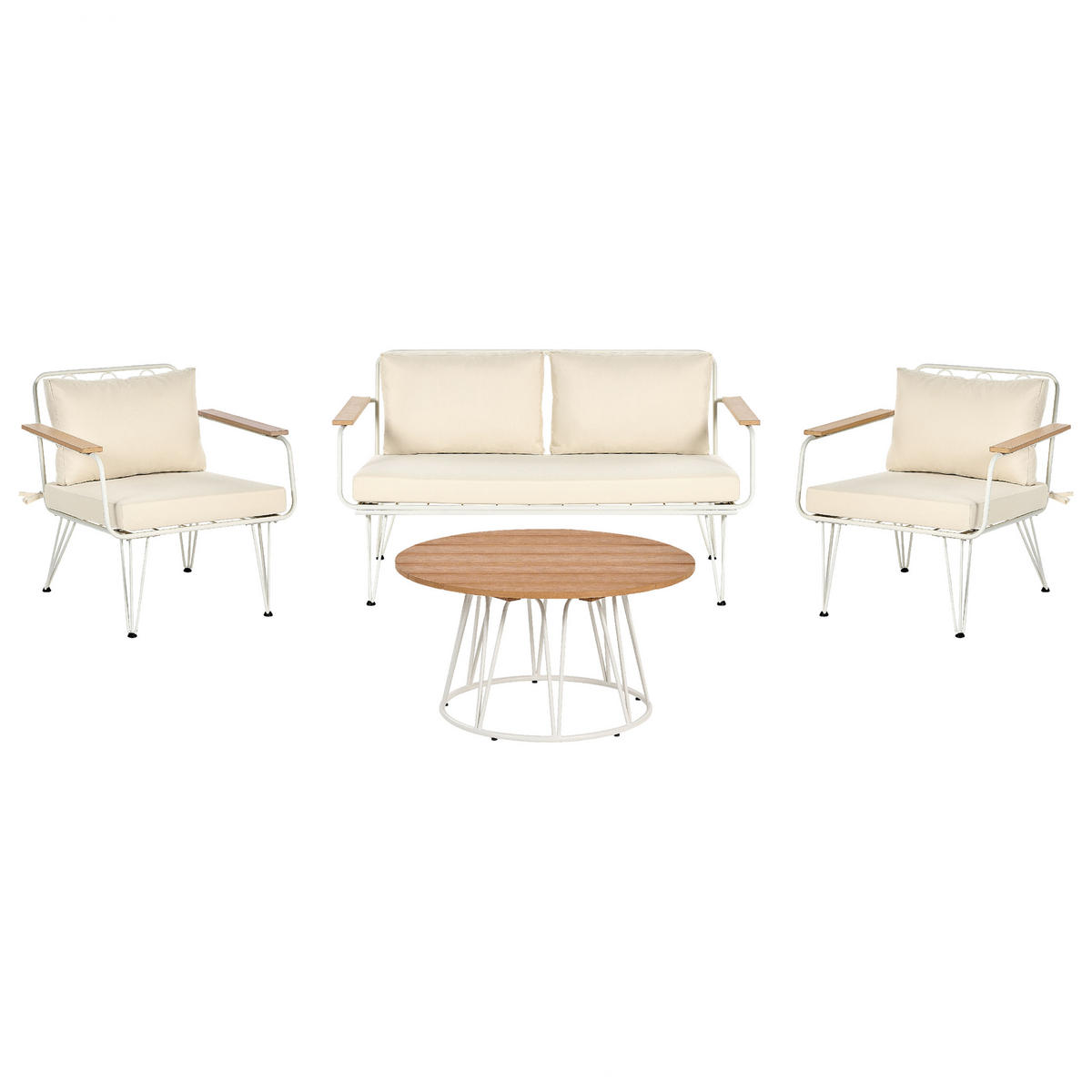 LOUNGE-SET 4-sitzer Stahl Beige Montesilvano - Beige, Metall - Beliani