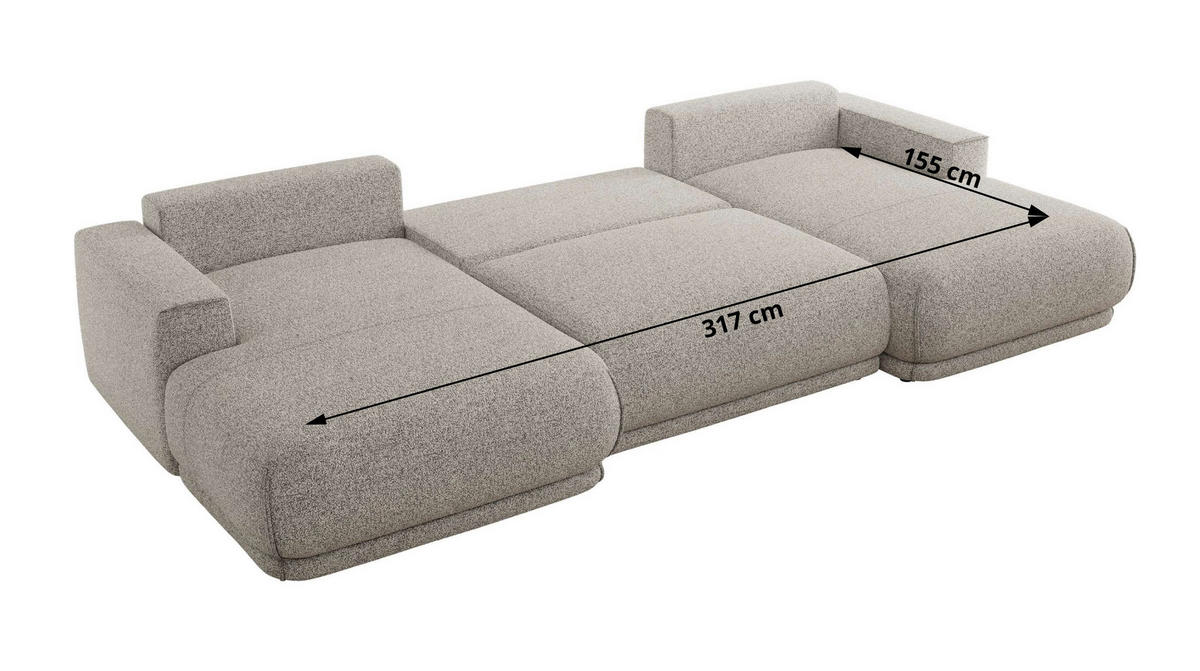 SEDACIA SÚPRAVA RINA U Svetlosivá Štruktúra - čierna/svetlosivá, textil/plast (360/85/170cm) - MKS
