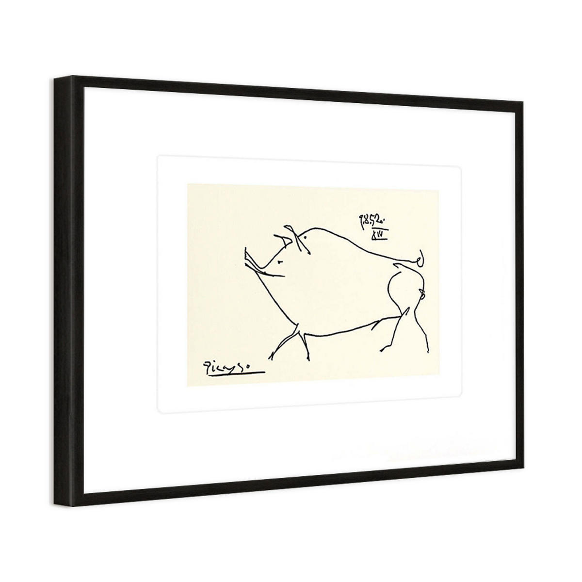 BILD gerahmt 63x53 cm Pablo Picasso „Schwein“ - Schwarz, Holz (63/53cm) - artissimo