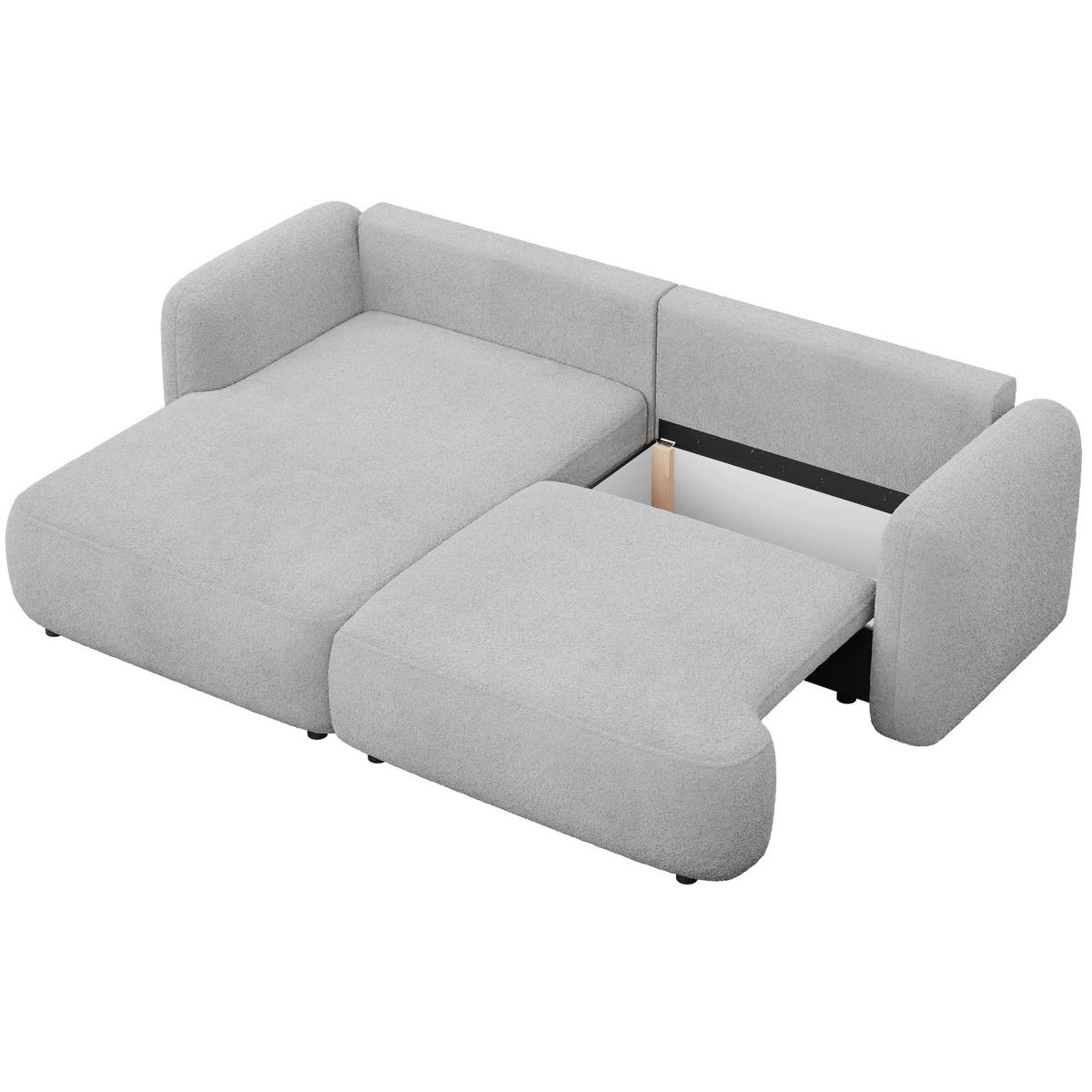 ROHOVÁ pohovka Tvoya, světle šedé bouclé - černá/světle šedá, textil/plast (267/175cm) - Selsey