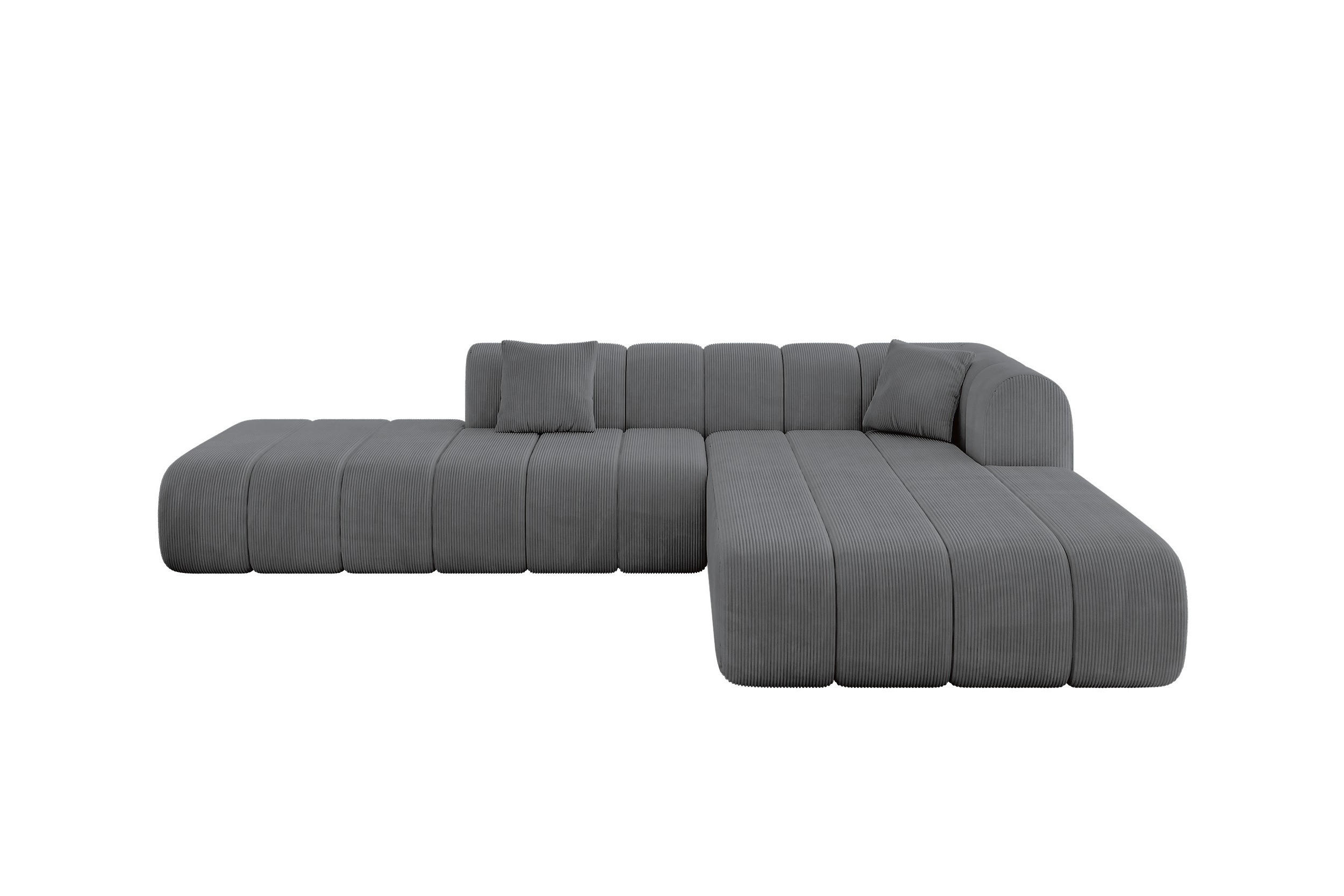 ECKSOFA Ottomane Rechts BILA-L 289x176x71 Dunkelgrau Cord - Dunkelgrau/Anthrazit, Holzwerkstoff/Kunststoff (289/176cm) - ALTDECOR