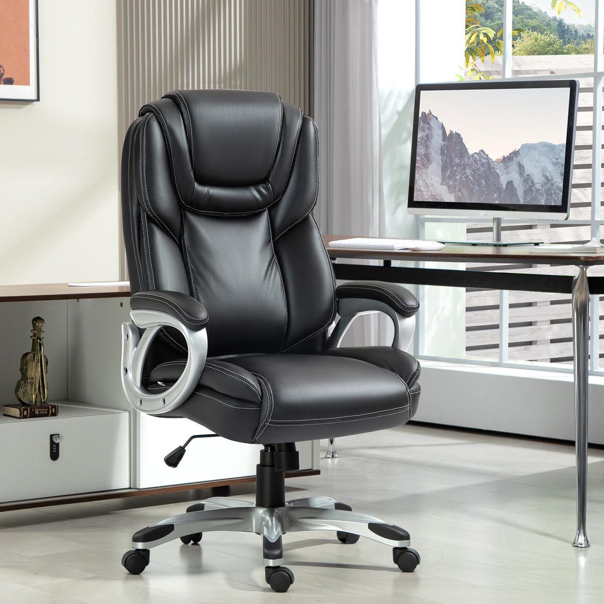 CHEFSESSEL DE-11738 66/75,5/115,5-124,5 cm Schwarz - Schwarz, Metall (75.5/124.5/66cm) - ComfortXL