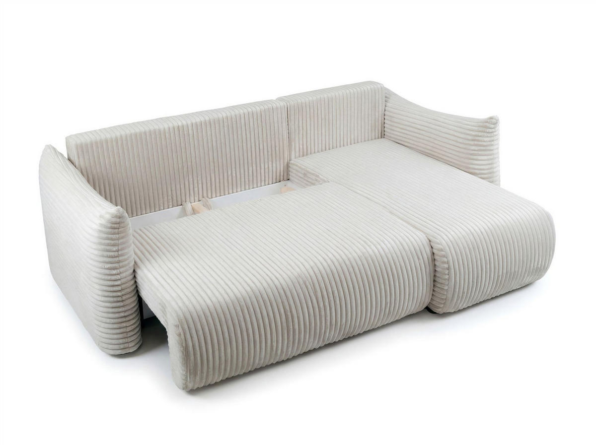 ECKSOFA Mailand Xs Mit Schlaffunktion - Ecru, Holzwerkstoff/Textil (226/154cm) - Fun Möbel
