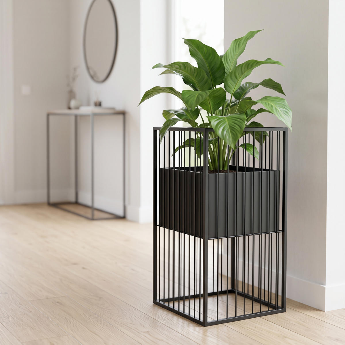 BLUMENSTÄNDER Schwarz Eisen höhenverstellbar 61 cm - Schwarz, Metall (30.5/61/30.5cm) - Relaxdays