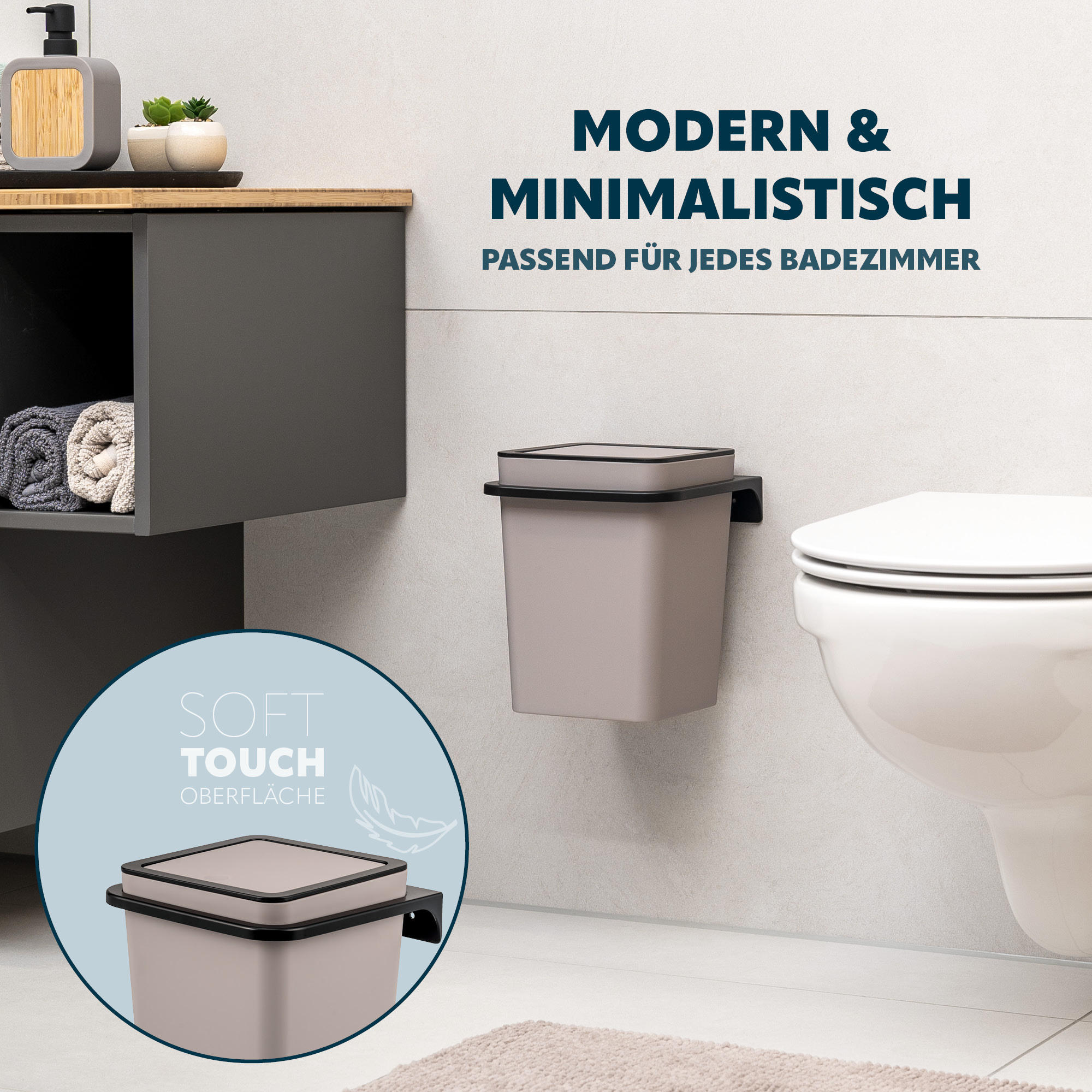 KOSMETIKEIMER SAVONA 5 Liter, beige - Taupe, Kunststoff (18/25/18cm) - bremermann