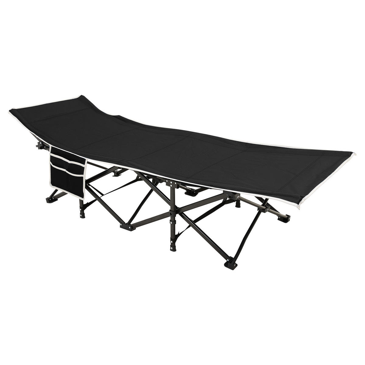 CAMPINGBETT Feldbett für Camping und Mittagspause in Schwarz Klappbar Platzsparend Robust und Langlebig 190 x 71 x 37 cm 6,78 kg - Schwarz, Metall - Livingandhome