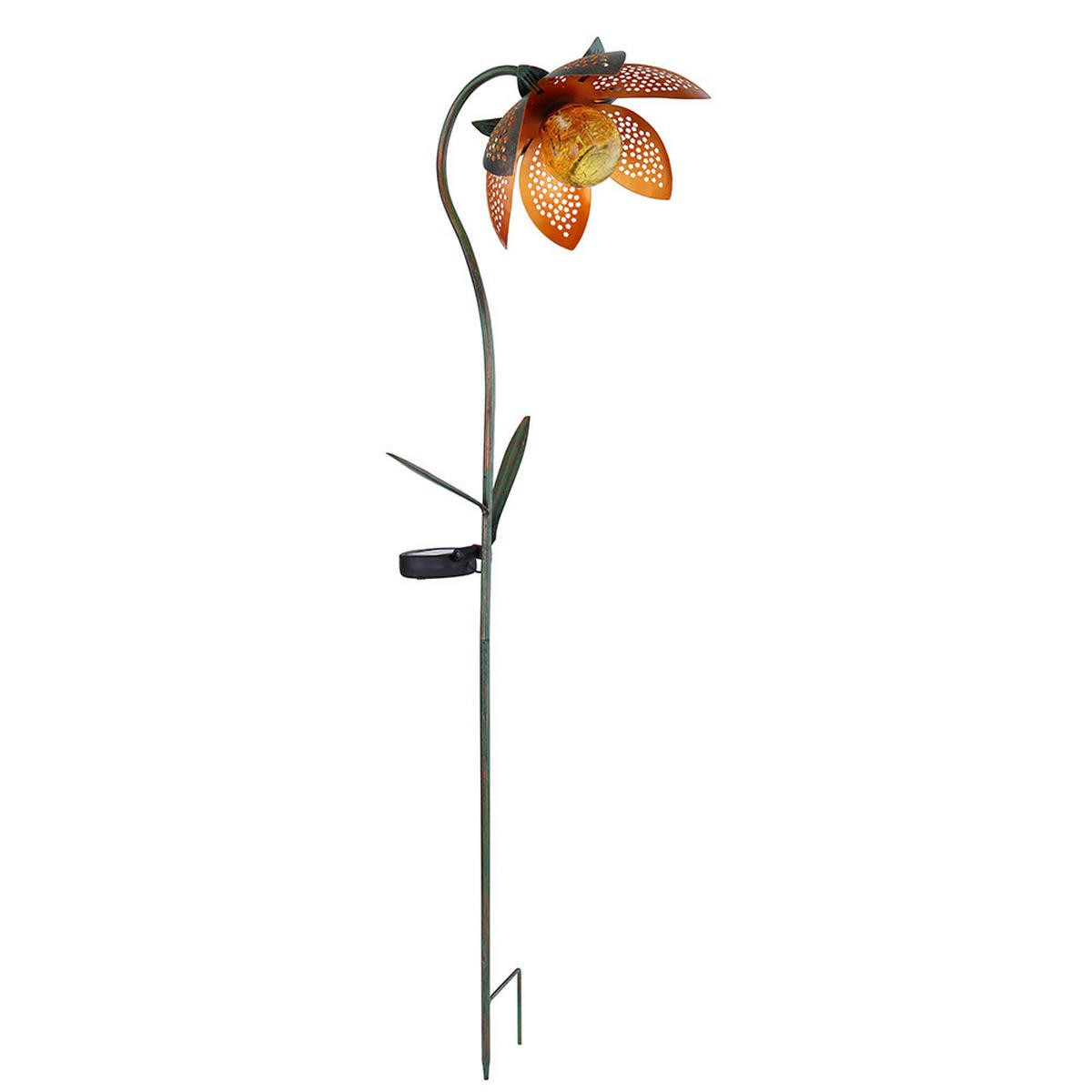 LED AUSSENLEUCHTE Blume Gold Crackle-Glas - Goldfarben, Glas (25/15/90cm) - Globo Lighting