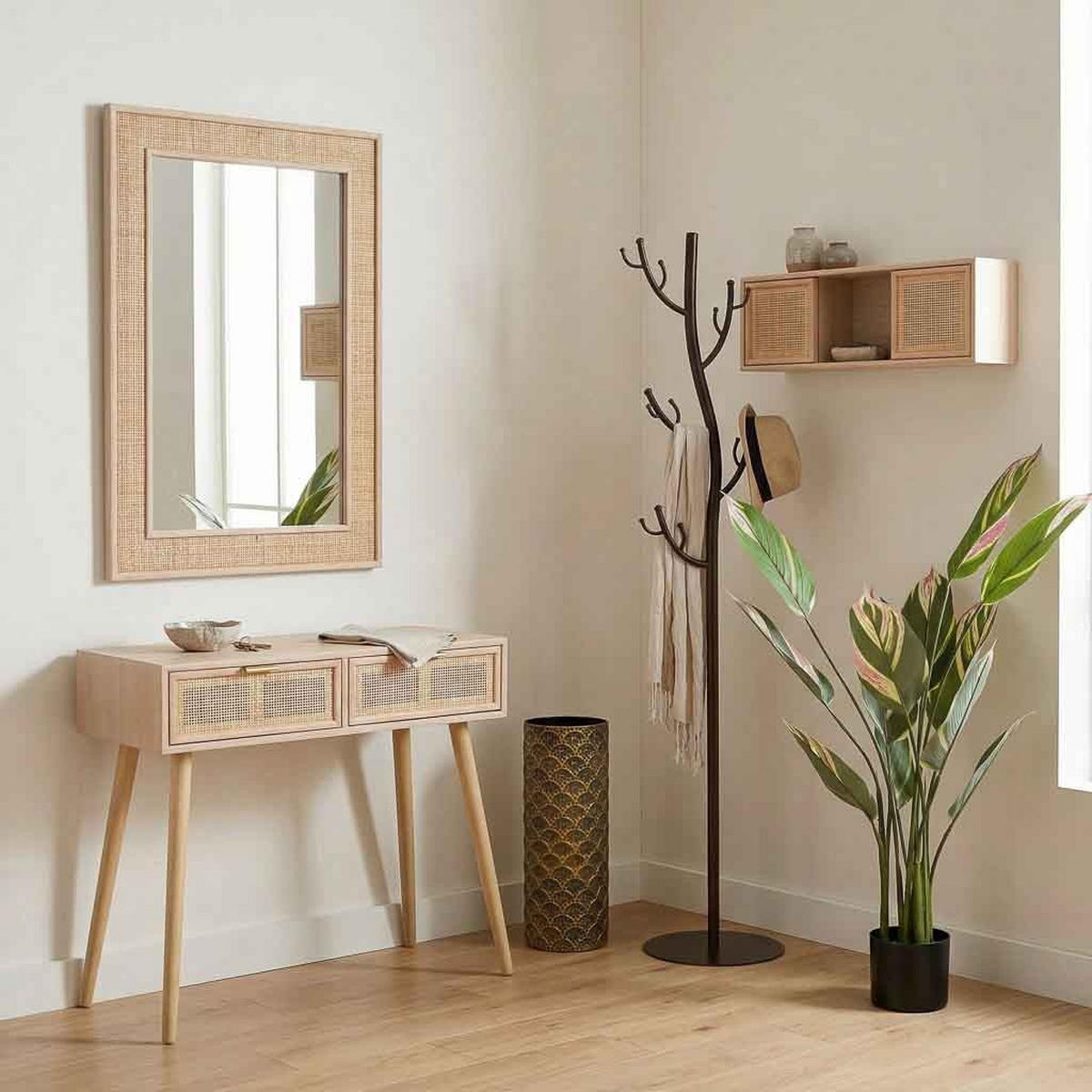 KONSOLENTISCH aus MDF und Gitter, braun, 80x42x79cm - Braun, Holzwerkstoff (42/80/79cm) - Wanderlust